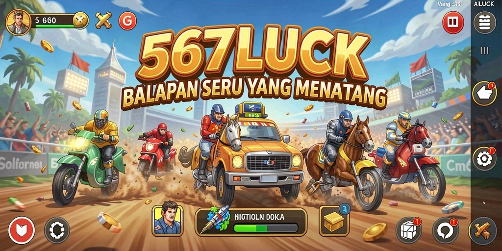 Gameplay balap seru di 567LUCK dengan mobil berkecepatan tinggi.