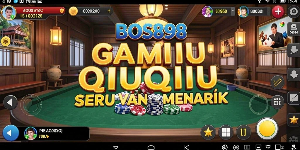 Screenshot utama BOS898 menampilkan suasana pertandingan QiuQiu yang intens.