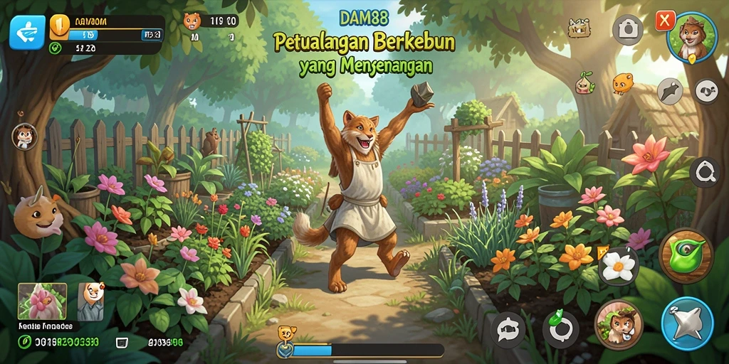 Tangkapan layar gameplay <strong>DAM88</strong> menunjukkan petualangan berkebun yang seru.