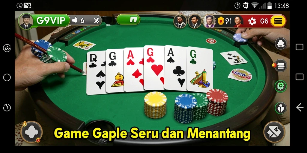 Screenshot gameplay G9VIP menampilkan sesi seru bermain Gaple.