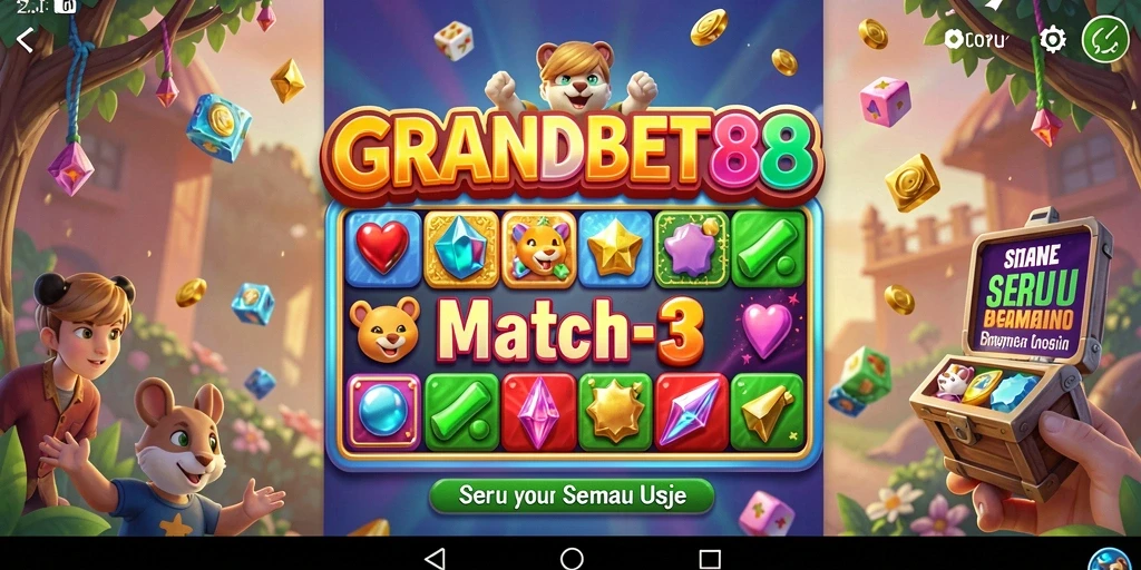 Menampilkan permainan seru Match-3 di GRANDBET88, penuh warna dan tantangan.