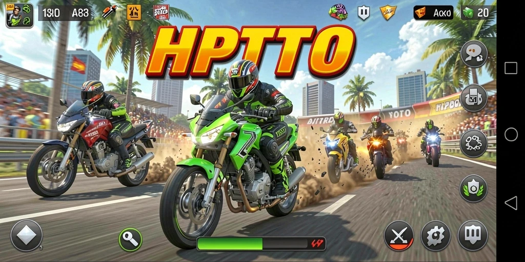 Gameplay HPTOTO dengan balapan motor yang mengasyikkan.