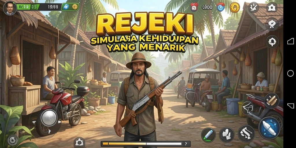 Tangkapan layar gameplay REJEKI menampilkan suasana simulasi yang hidup dan realistis.