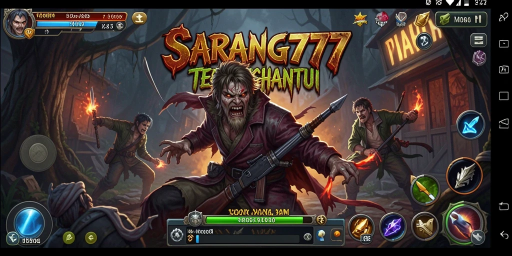 Tangkapan layar utama SARANG777 menampilkan suasana mencekam saat gameplay.