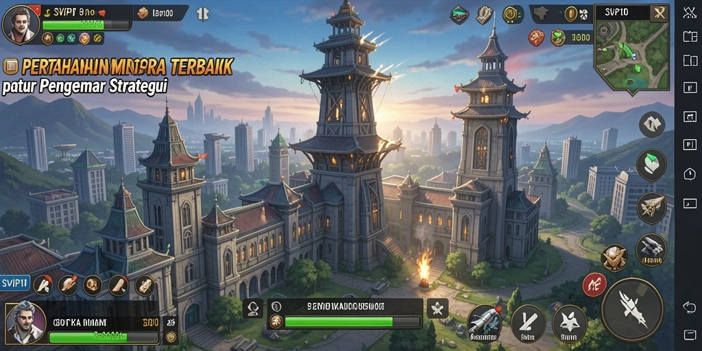 Screenshot utama SVIP10 menunjukkan aksi menegangkan dalam benteng pertahanan Tower Defense.